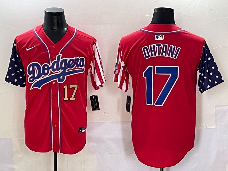 Men 2025 Los Angeles Dodgers #17 Ohtani Red a generation of national flags Joint Name Nike MLB Jersey style 4->los angeles dodgers->MLB Jersey